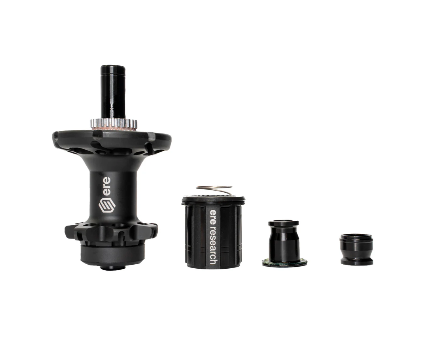 Bicycle hub and components on a white background with 'eie research' branding.